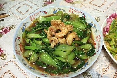 油菜炒虾仁