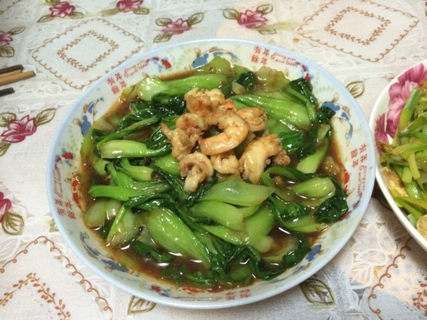 油菜炒虾仁