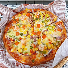 太好吃啦‼️有烤箱的都快做！鲜虾培根披萨 | 烤箱美食