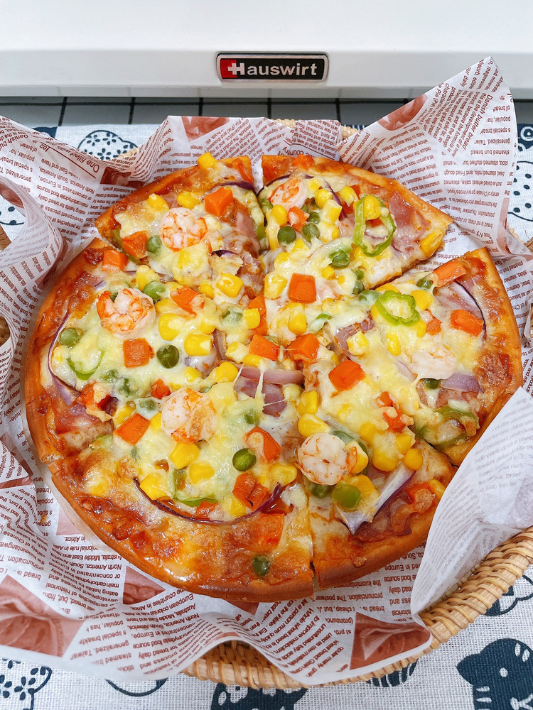 太好吃啦‼️有烤箱的都快做！鲜虾培根披萨 | 烤箱美食的做法