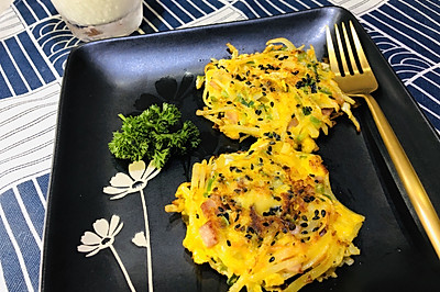 营养早餐—芝士培根蔬菜饼