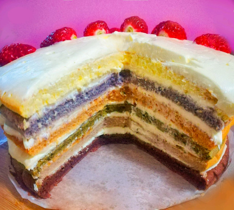 彩虹蛋糕(无色素版)的做法