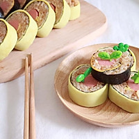 蛋包饭还可以卷寿司？快来试试新吃法，芝士蛋皮炒饭饭卷的做法图解12