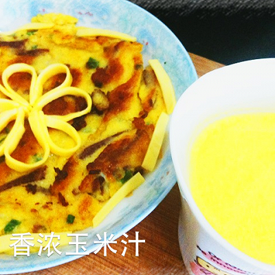 香甜玉米汁与玉米渣煎饼