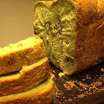 抹茶蜜红豆切片面包--面包机版