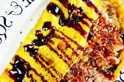 虾仁包菜烘蛋饼