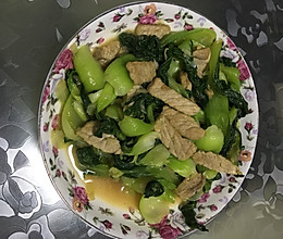 油菜炒肉的做法