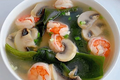 虾仁蘑菇海带汤