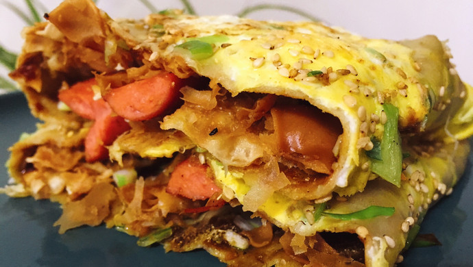 绿豆面煎饼果子（附带薄脆）