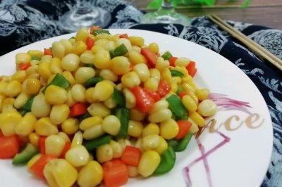 玉米炒青椒胡萝卜