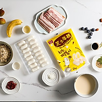 #我们约饭吧#韩式培根年糕串+水果燕麦粥的做法图解1