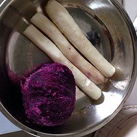 奶香山药紫薯泥的做法图解1
