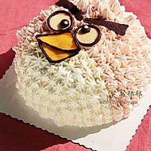 愤怒的小鸟奶油裱花海绵蛋糕