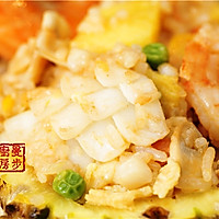 【曼步厨房】椰奶海鲜菠萝焗饭的做法图解15