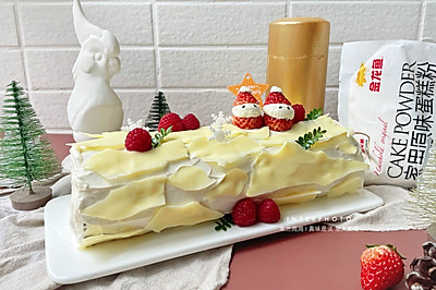 白巧圣诞树桩蛋糕