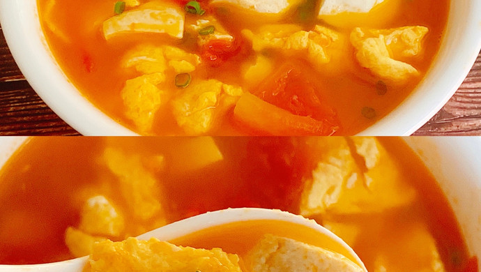 低脂低卡的番茄鸡蛋豆腐汤～减脂首选营养汤