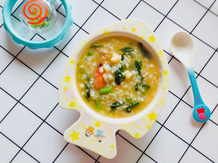 鲜虾瘦肉青菜粥的做法