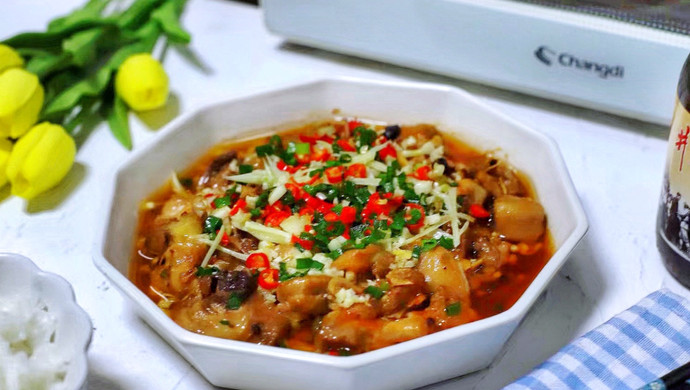 豉汁鸡腿蒸金针菇