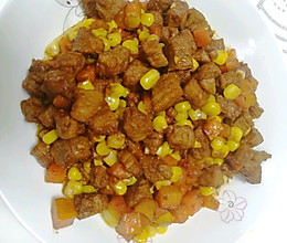 玉米胡萝卜炒牛肉的做法