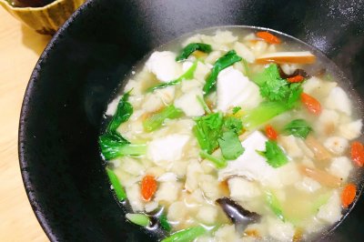 鸡汁豆花煮馍