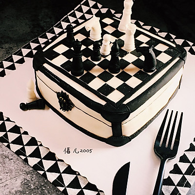 翻糖一一国际象棋棋格蛋糕