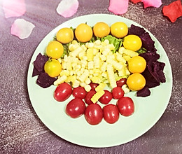 #春季食材大比拼#水果蔬菜紫薯拼盘的做法