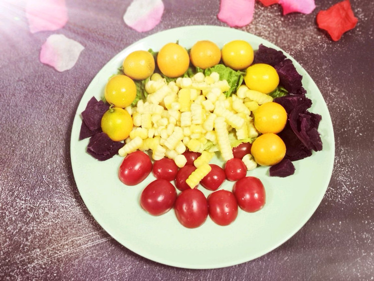 水果蔬菜紫薯拼盘的做法
