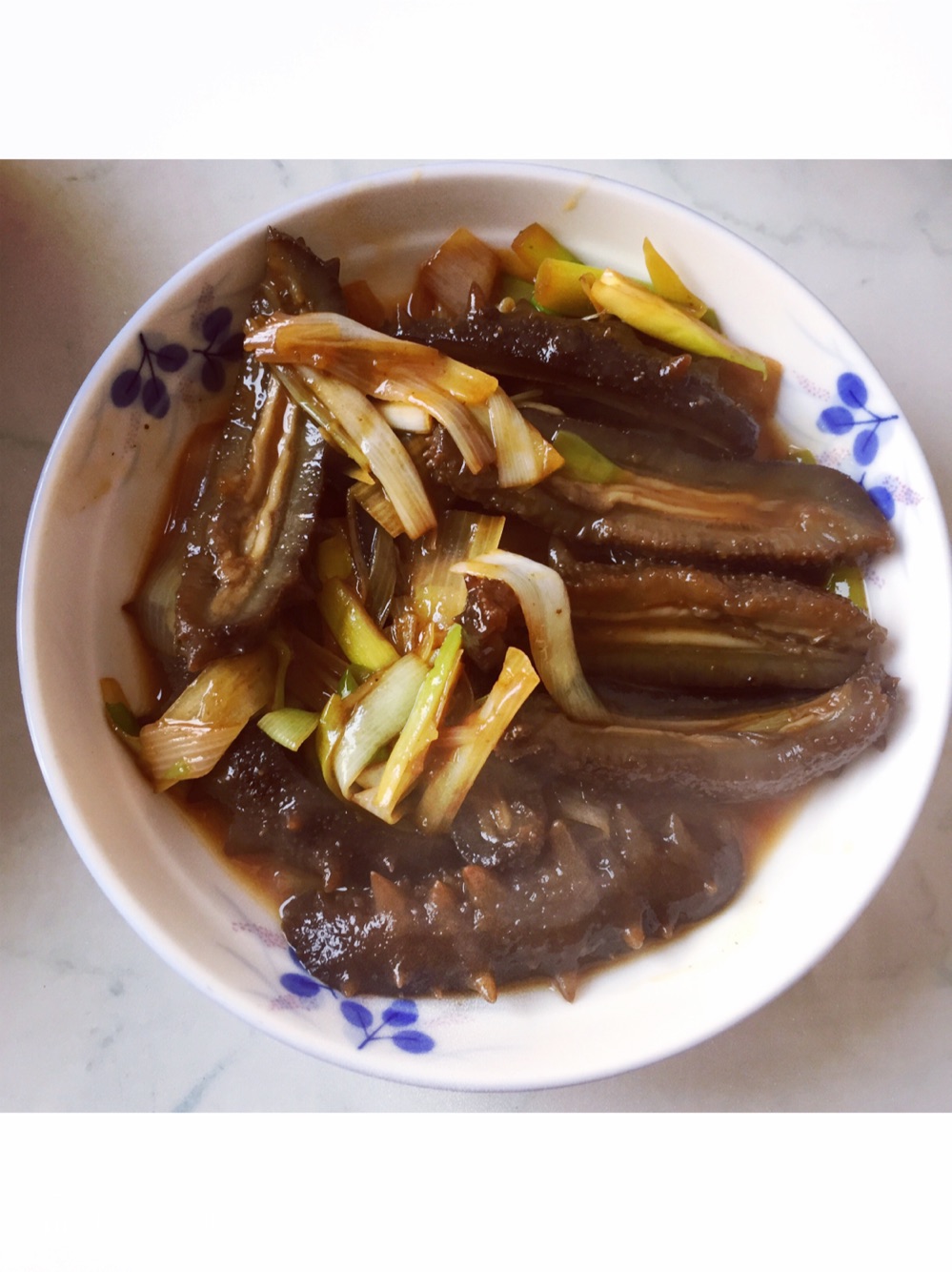 Braised sea cucumber with Scallion