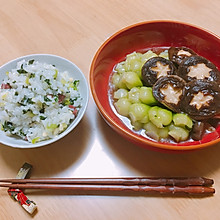 青菜两吃（咸肉菜饭+蘑菇菜心）