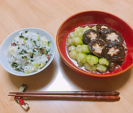 青菜两吃（咸肉菜饭+蘑菇菜心）的做法