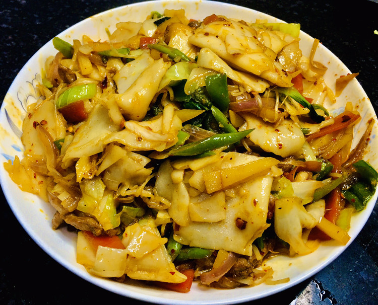 孜然炒面片的做法