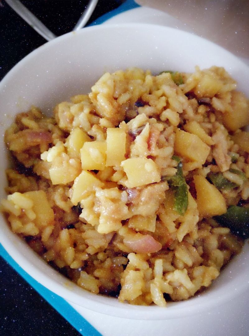 Fried rice with minced pork curry