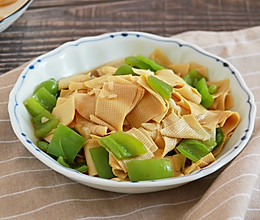 健康低卡家常菜—青椒豆腐皮的做法