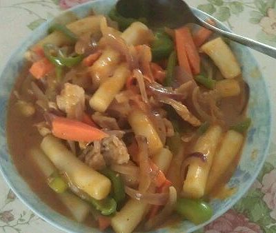杂菜肉炒年糕