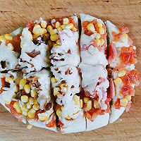 #安佳马苏里拉芝士挑战赛#甜玉米火腿辣鸭肉双拼披萨的做法图解12