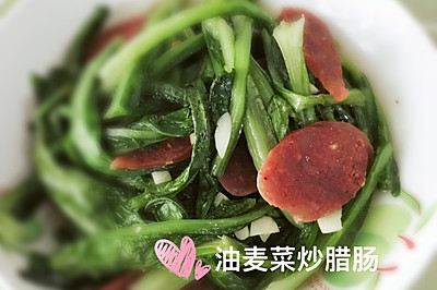 腊肠炒油麦菜