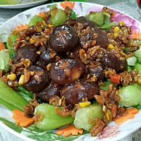 #李锦记旧庄蚝油鲜蚝鲜煮#香菇油菜的做法图解3
