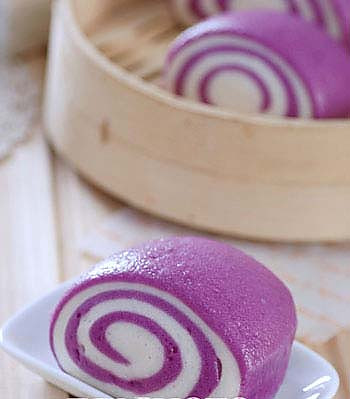团年菜主食：紫薯花卷