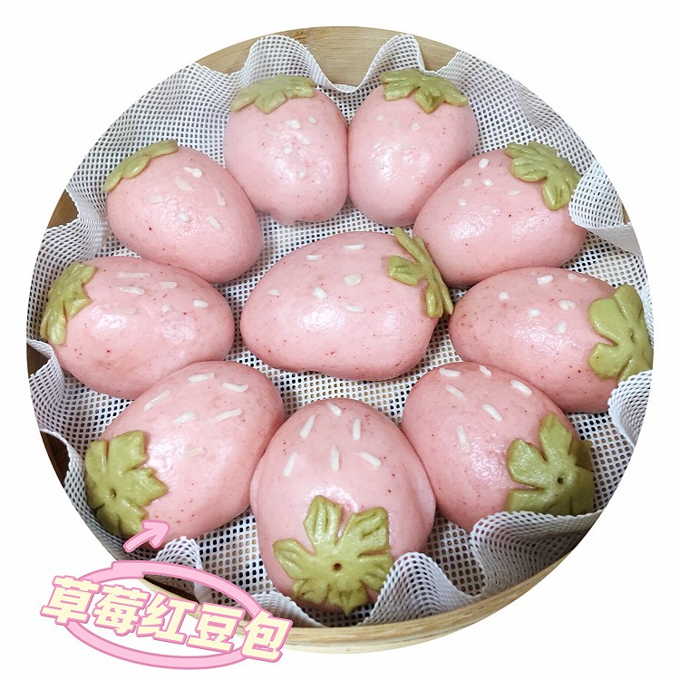 草莓豆沙包的做法