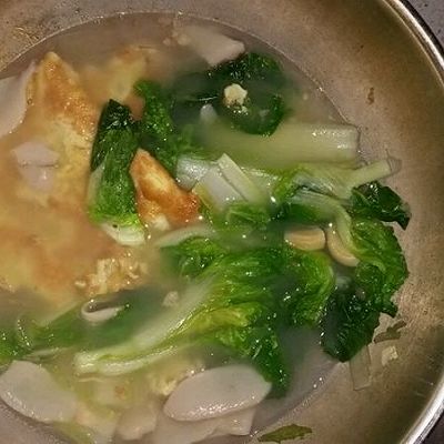 银鱼煎蛋白菜汤