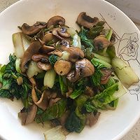 青菜炒口蘑 鲜香美味的做法图解8