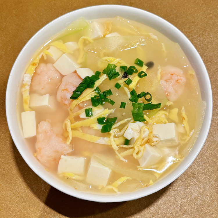 冬瓜虾球豆腐蛋丝汤 （减脂餐）的做法
