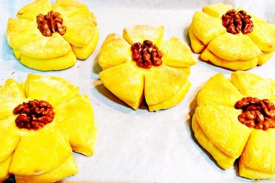 南瓜核桃小花面包