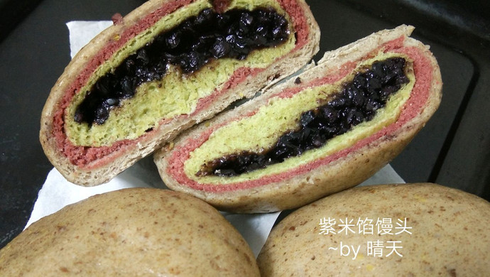 紫米馅馒头