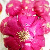 #豆果10周年生日快乐#，美美的火龙果椰蓉小花面包的做法图解9