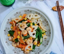 #李锦记X豆果 夏日轻食美味榜#玉米秋葵炒虾仁的做法