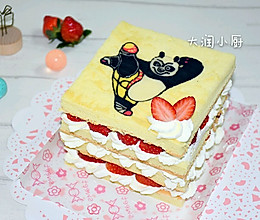 功夫熊猫草莓蛋糕的做法