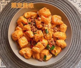 油豆腐炒肉末