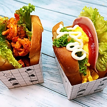 #合理膳食 营养健康进家庭#韩式网红三明治-滑蛋火腿