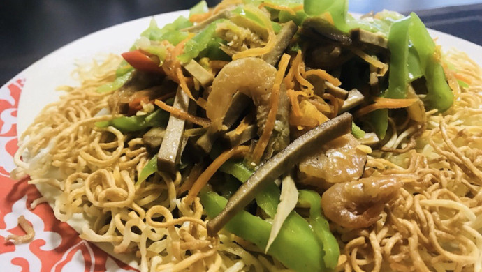 煎出香脆面饼来~海米煎面